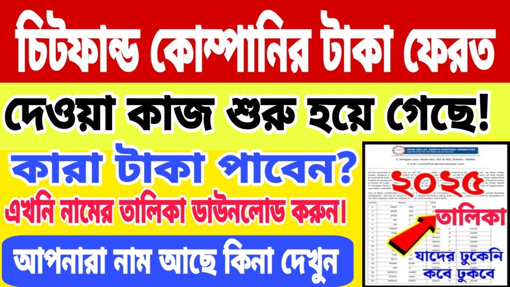 চিটফান্ড কোম্পানির টাকা ফেরত ২০২৫
